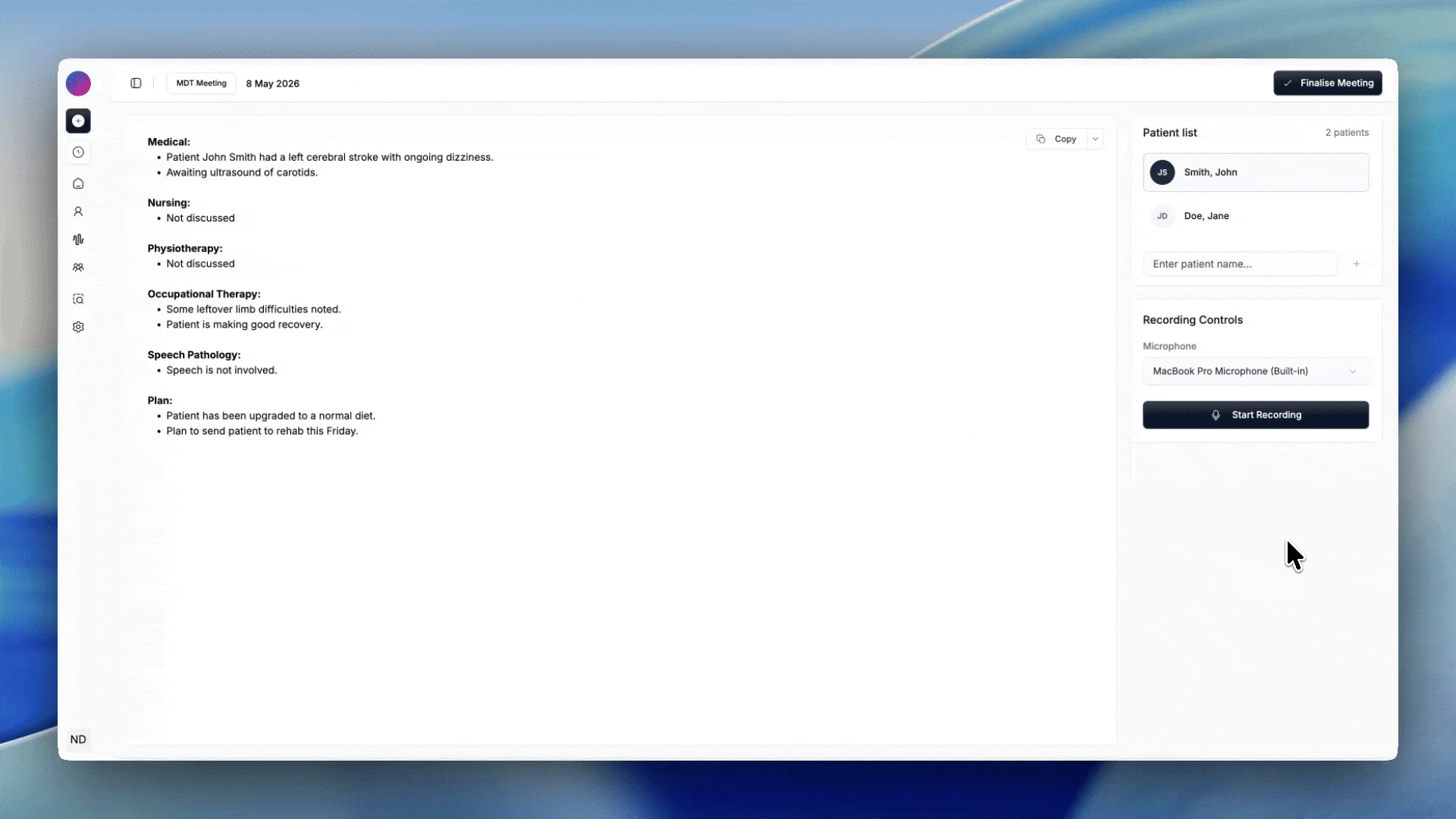 MDT finalise and email flow placeholder