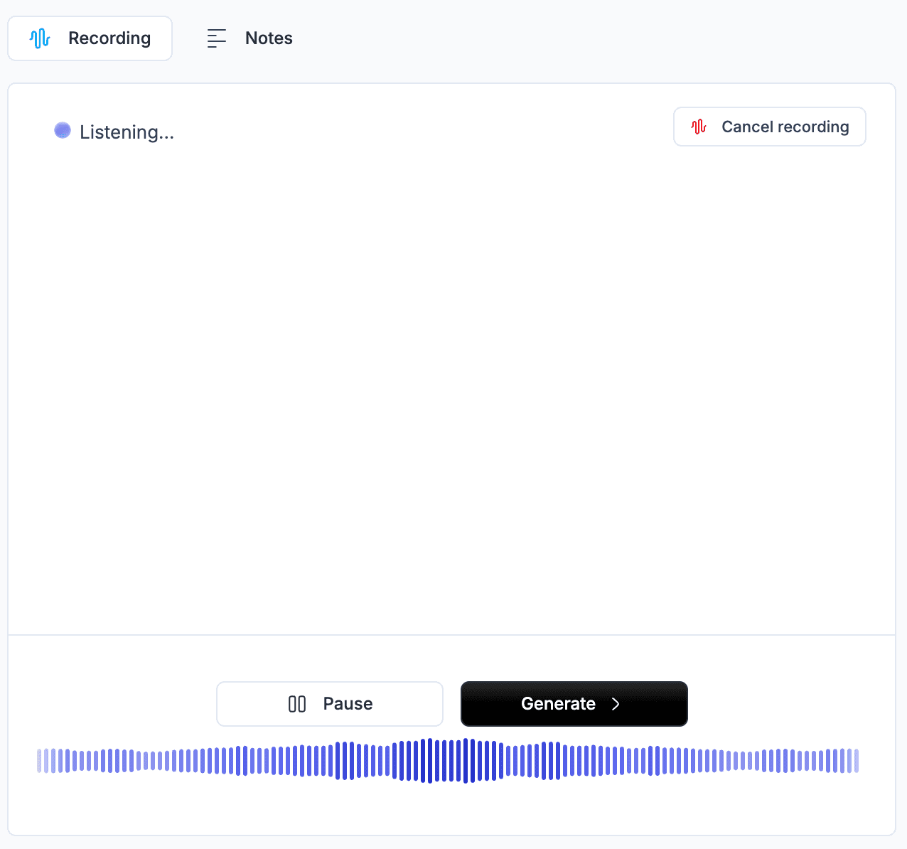 Recording controls that keep the consultation capture running